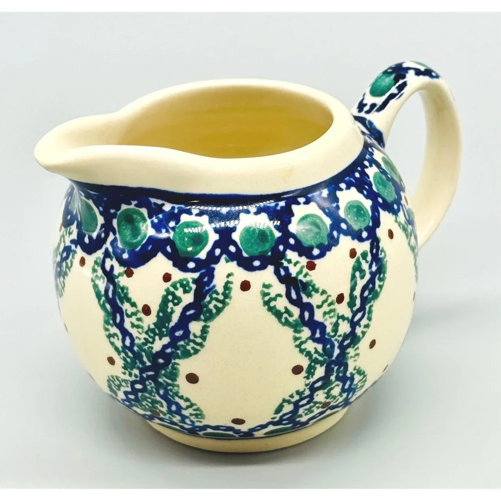 Boleslawiec Creamer‎ and Sugar Bowl Set Mediterranean Wave Polish Pottery